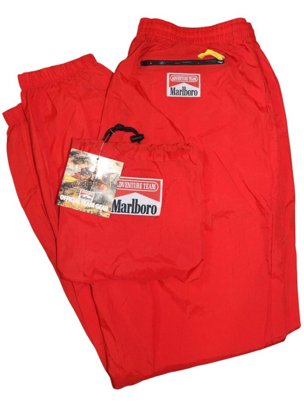 NWT Vintage 90s Marlboro Adventure Team Red Nylon Track Pants Mens Large